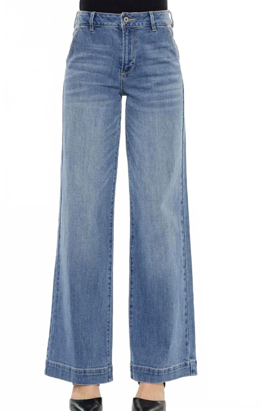 NEW KANCAN high rise trouser wide leg jeans in medium wash